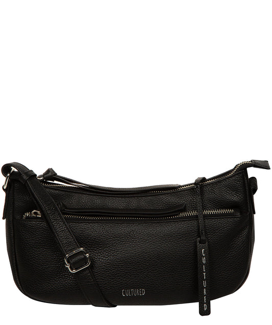 Cultured London Elowen black leather crossbody bag front view