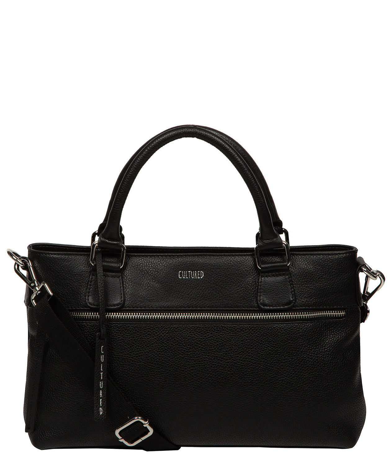 Aviana grab bag showing zip-over top and twin leather handles