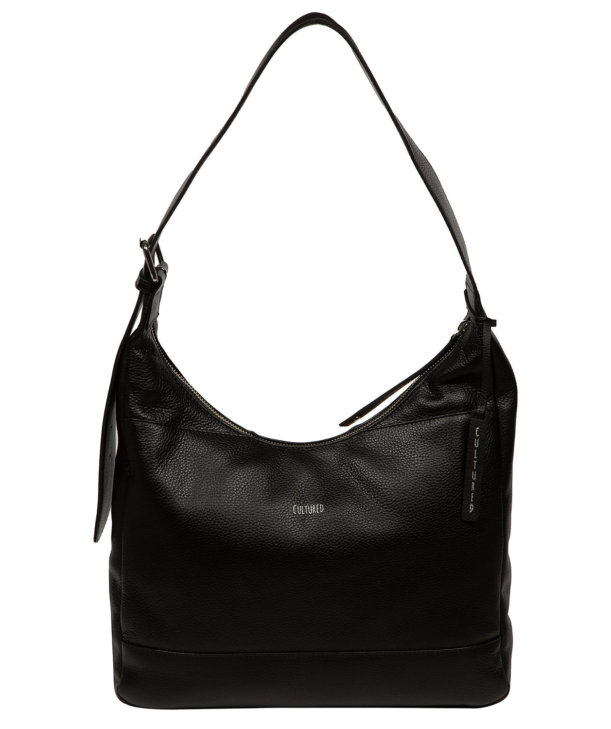 Kovo bag angled side profile showing crescent zip closure